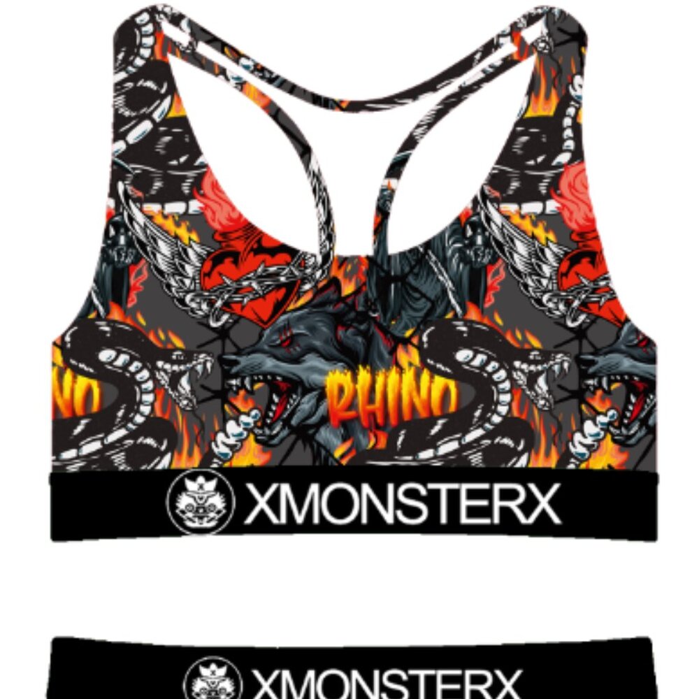 W1052 Flaming Black Digital Printed Racerback Pajama/Lounge Set